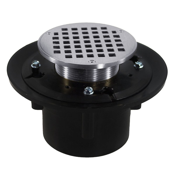 Jones Stephens 3in. x 4in. Heavy Duty ABS Drain Base with 3-1/2in. Metal Spud and 6in. Chrome Plated Strainer D49166 - main